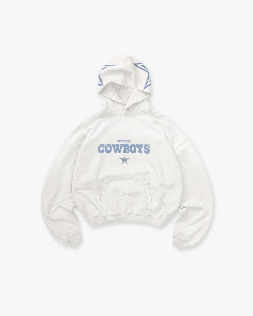 Dallas Cowboys x Represent Hoodie - Grey - Front Side
