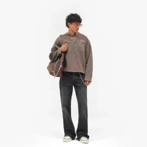 Represent Heavyweight Henley Sweater - vintage falcon - Front View
