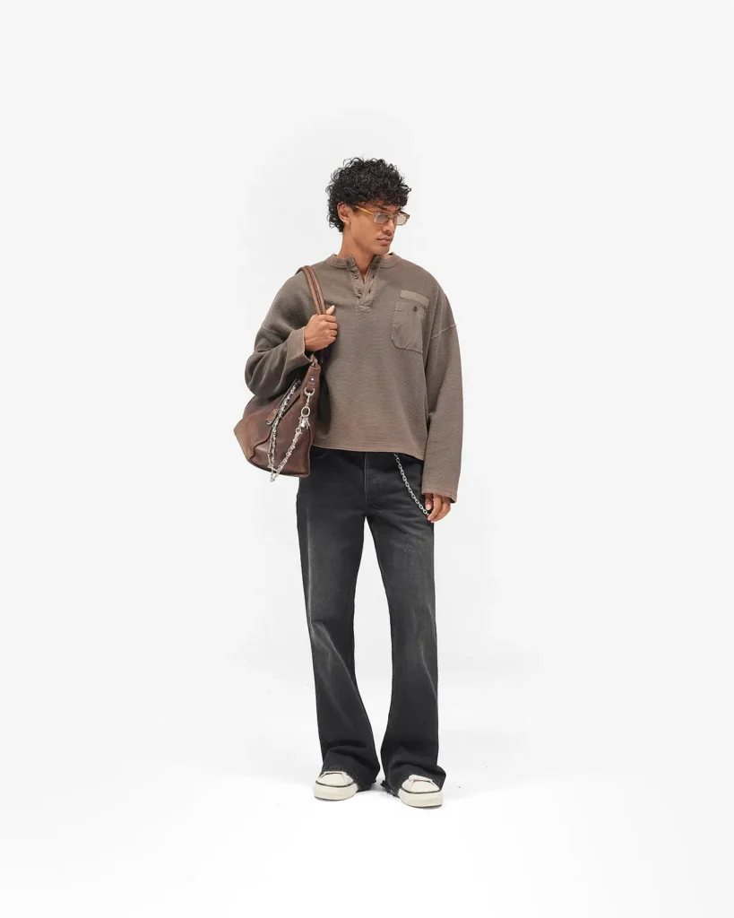 Represent Heavyweight Henley Sweater - vintage falcon - Front View